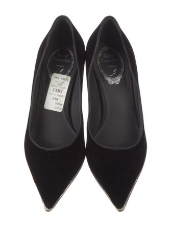 René Caovilla Velvet Crystal Embellishments Pumps
