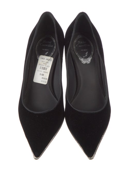 René Caovilla Velvet Crystal Embellishments Pumps