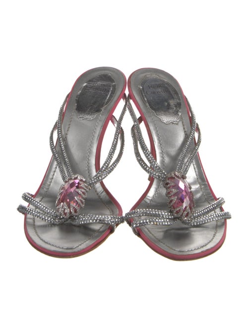 René Caovilla Satin Crystal Embellishments Slides