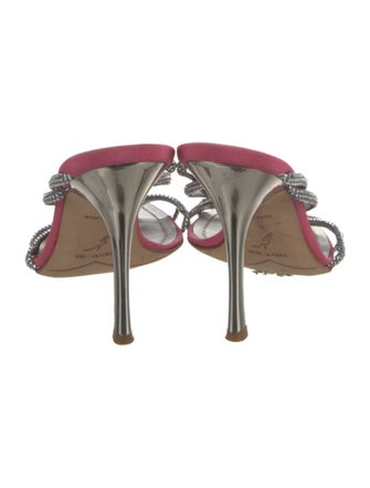 René Caovilla Satin Crystal Embellishments Slides
