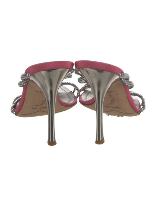 René Caovilla Satin Crystal Embellishments Slides