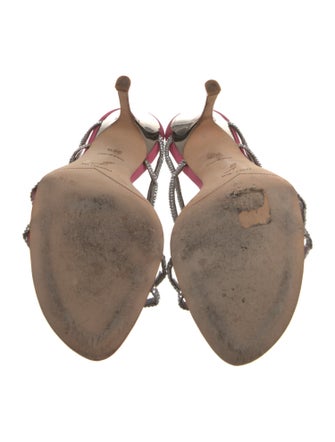 René Caovilla Satin Crystal Embellishments Slides