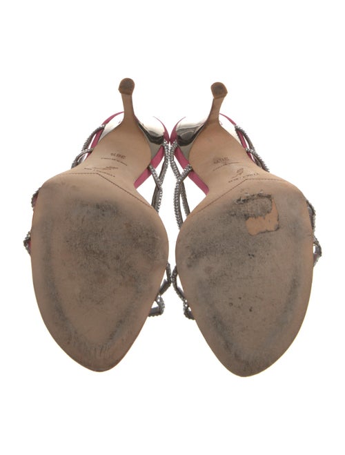 René Caovilla Satin Crystal Embellishments Slides