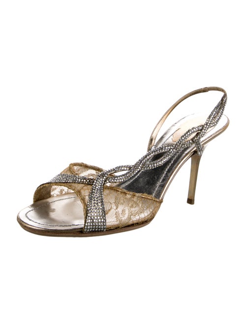 René Caovilla Mesh Crystal Embellishments Slingback Sandals