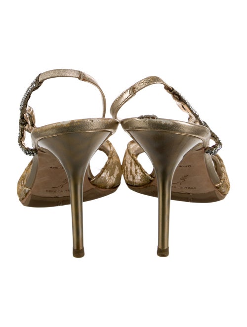 René Caovilla Mesh Crystal Embellishments Slingback Sandals
