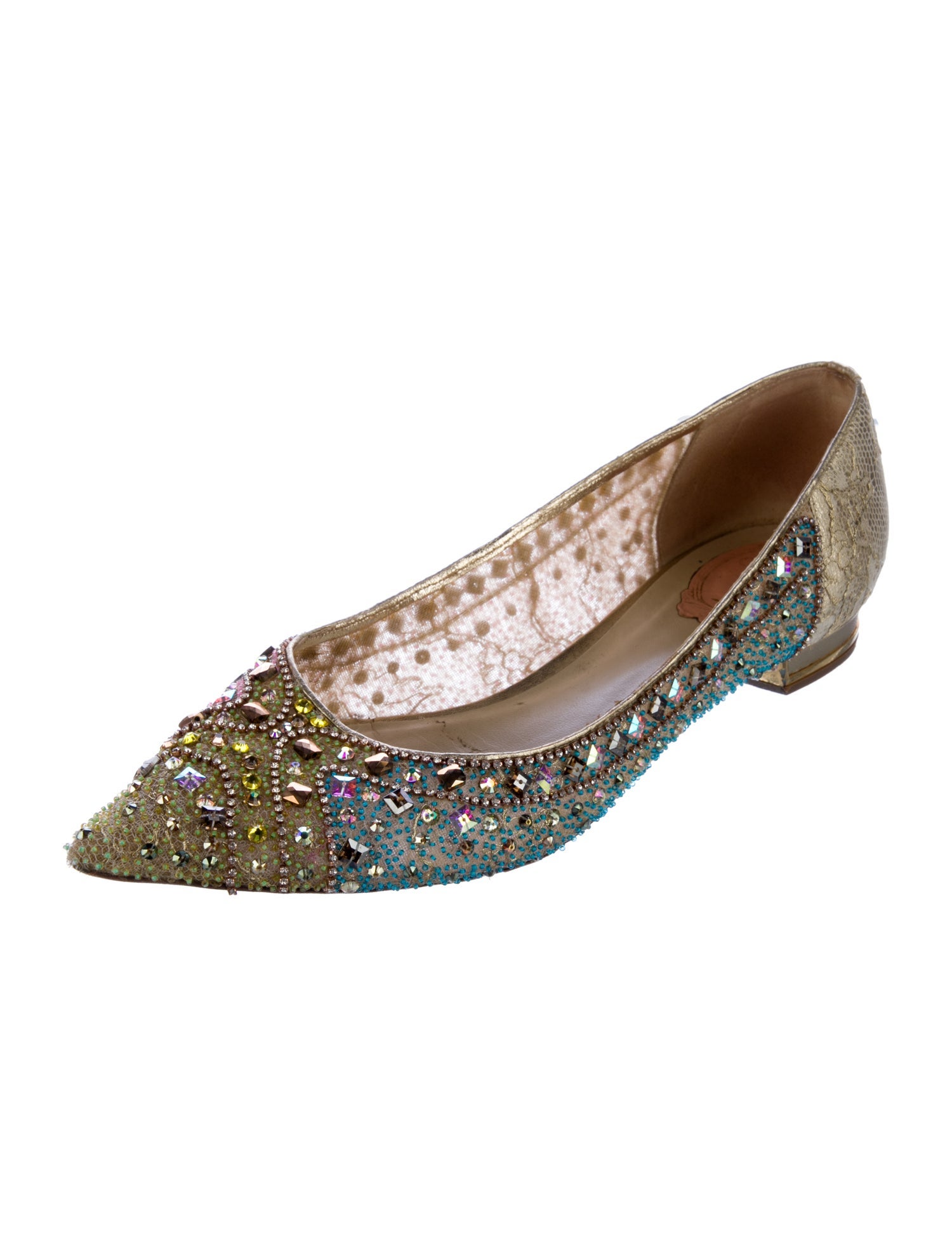 René Caovilla Lace Patterned Flats