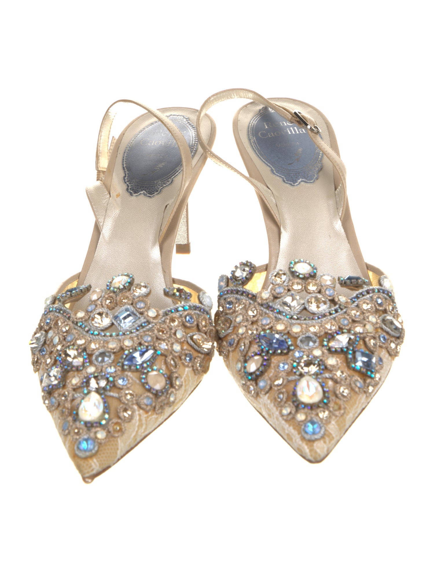 René Caovilla Glitter Accents Slingback Pumps