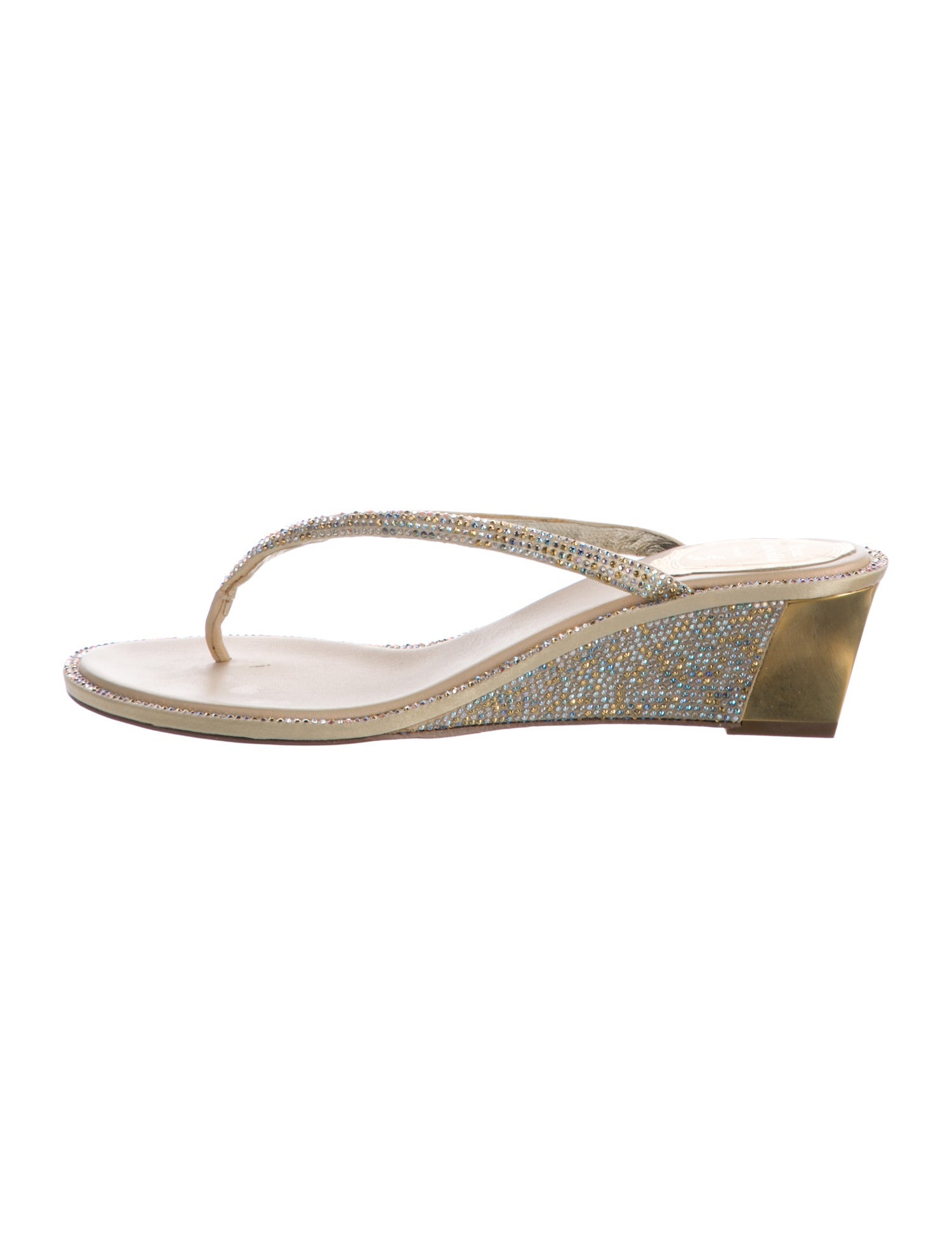 René Caovilla Satin Crystal Embellishments Espadrilles