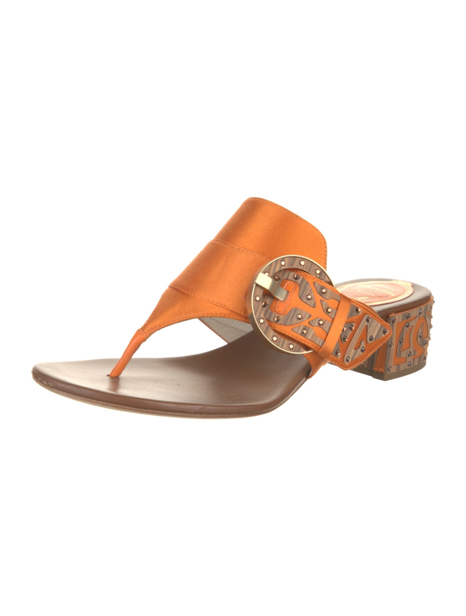 René Caovilla Satin Crystal Embellishments Slides