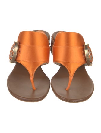 René Caovilla Satin Crystal Embellishments Slides