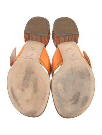 René Caovilla Satin Crystal Embellishments Slides