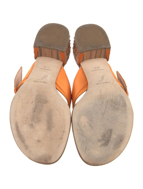 René Caovilla Satin Crystal Embellishments Slides