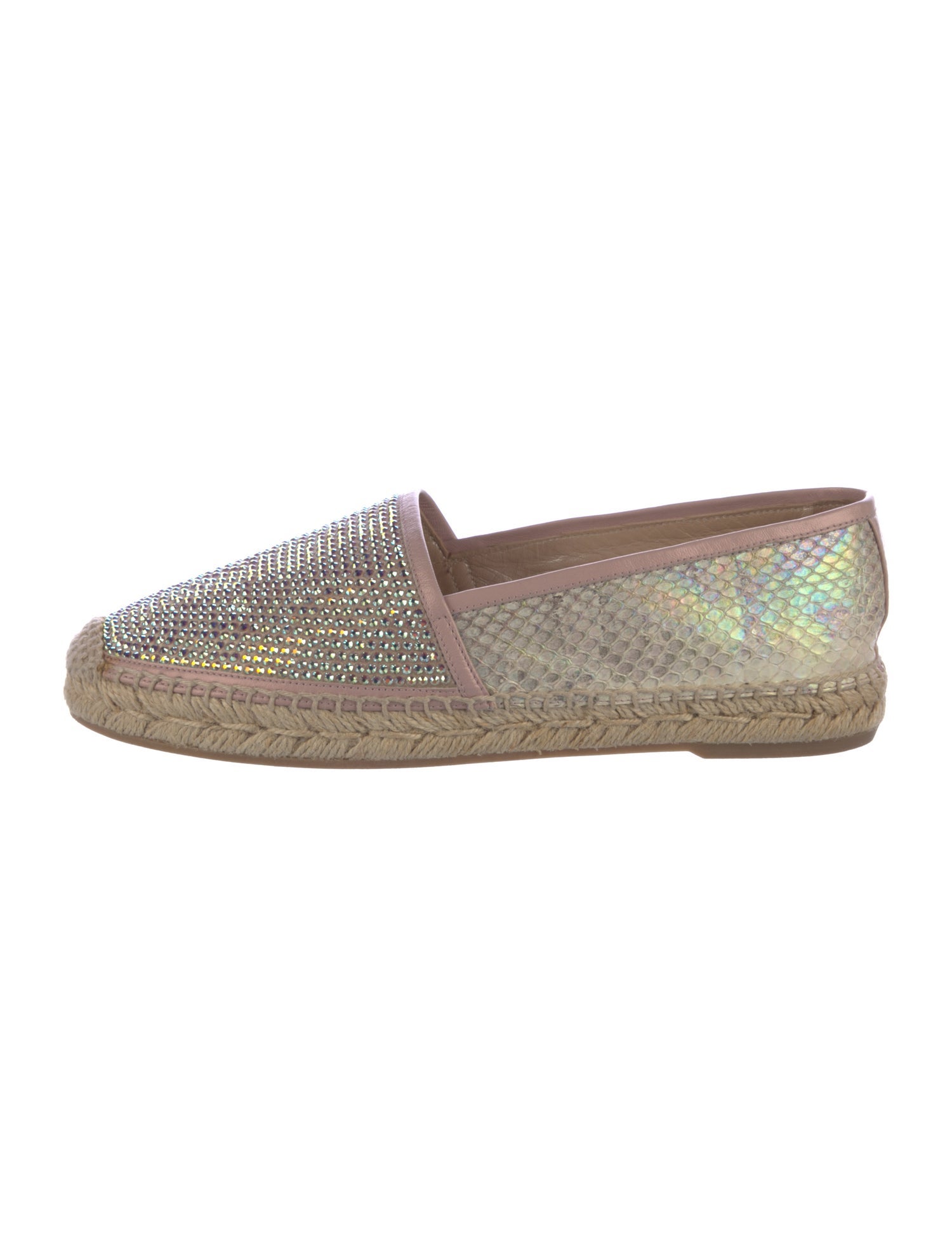 René Caovilla Leather Crystal Embellishments Espadrilles