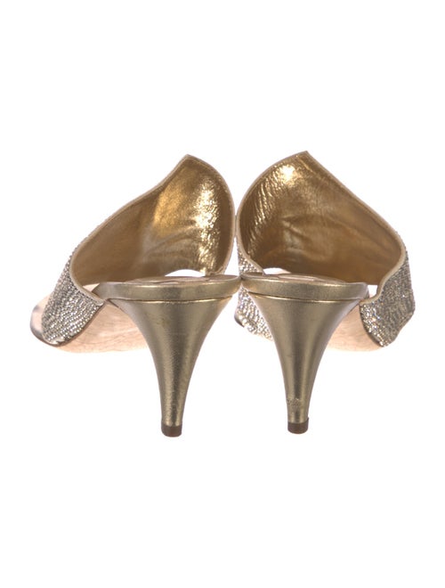 René Caovilla Leather Crystal Embellishments Slides