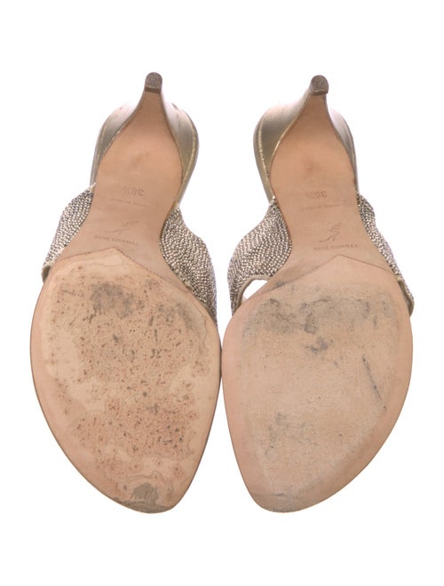 René Caovilla Leather Crystal Embellishments Slides