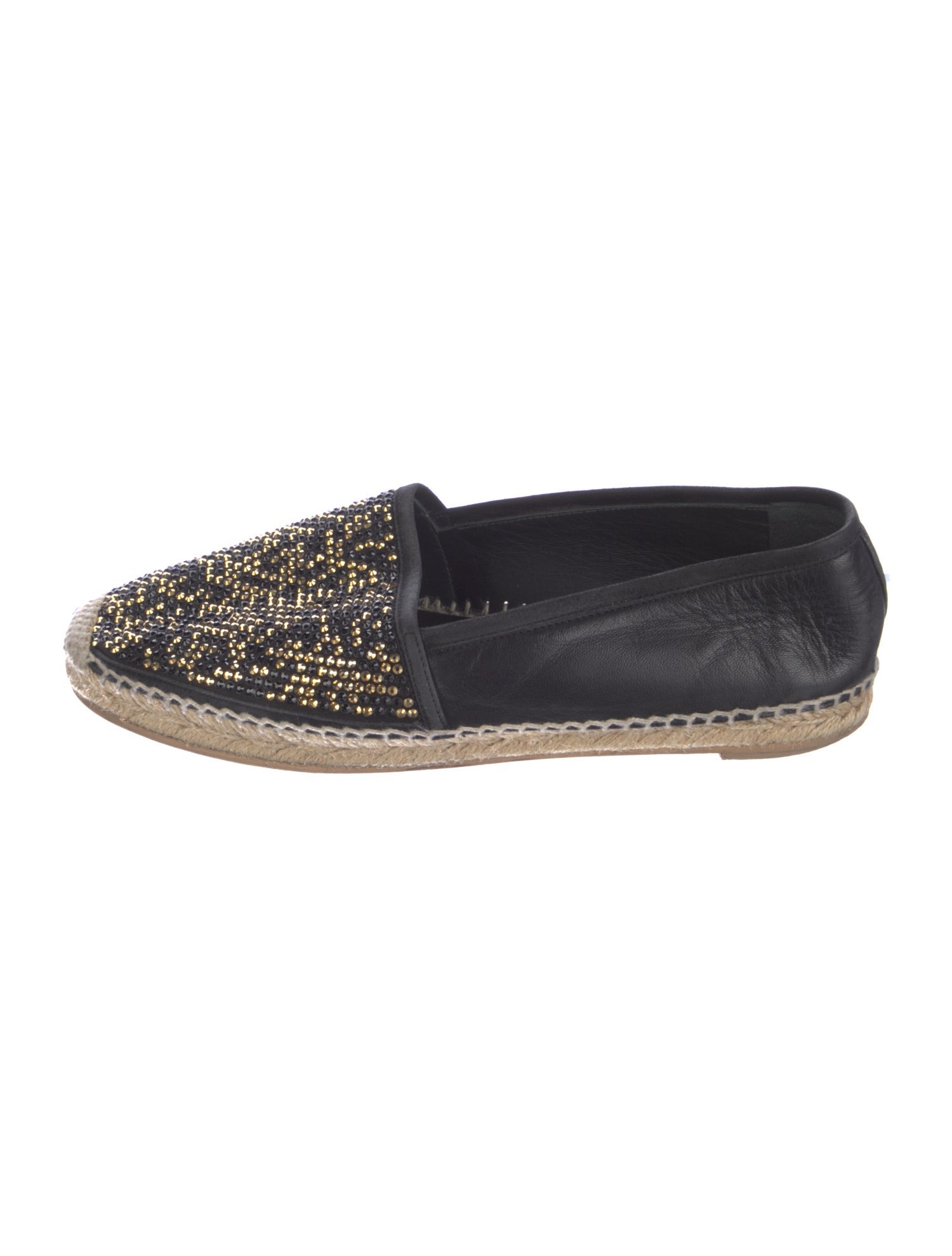 René Caovilla Leather Crystal Embellishments Espadrilles
