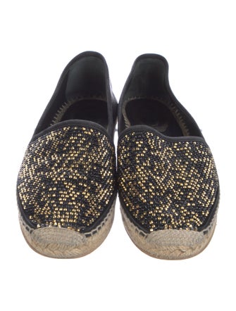 René Caovilla Leather Crystal Embellishments Espadrilles