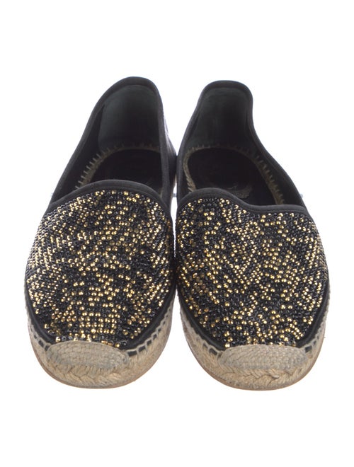René Caovilla Leather Crystal Embellishments Espadrilles