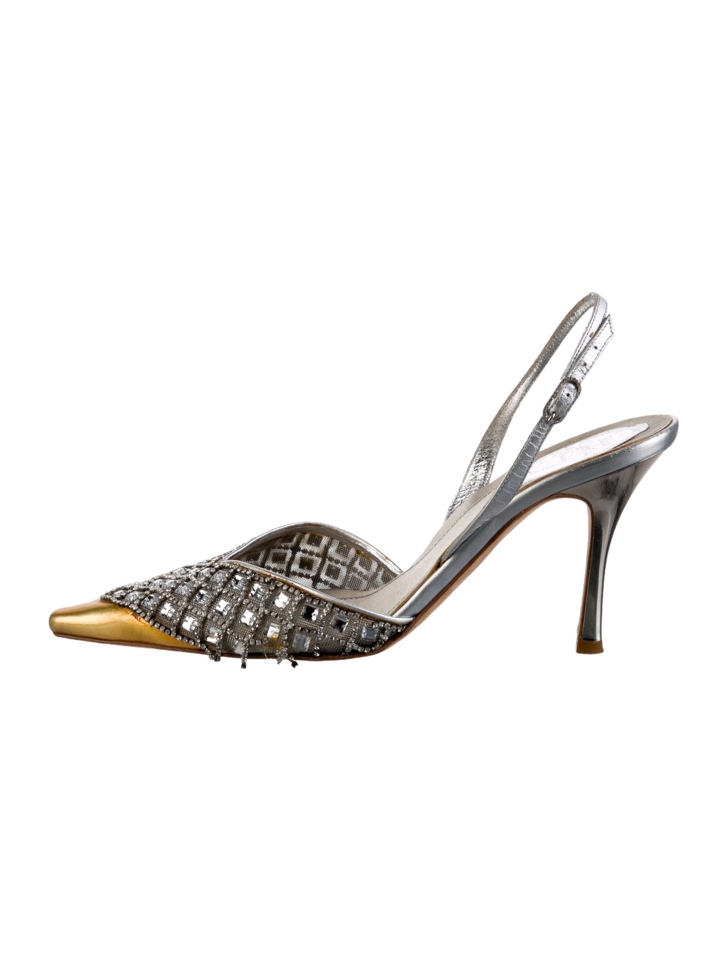 René Caovilla Crystal Crystal Embellishments Slingback Pumps