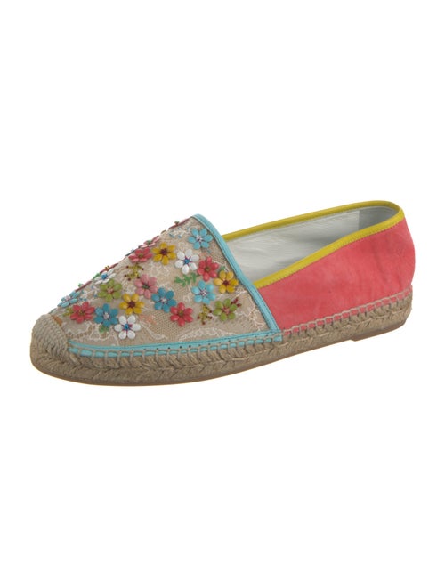 René Caovilla Suede Lace Pattern Espadrilles