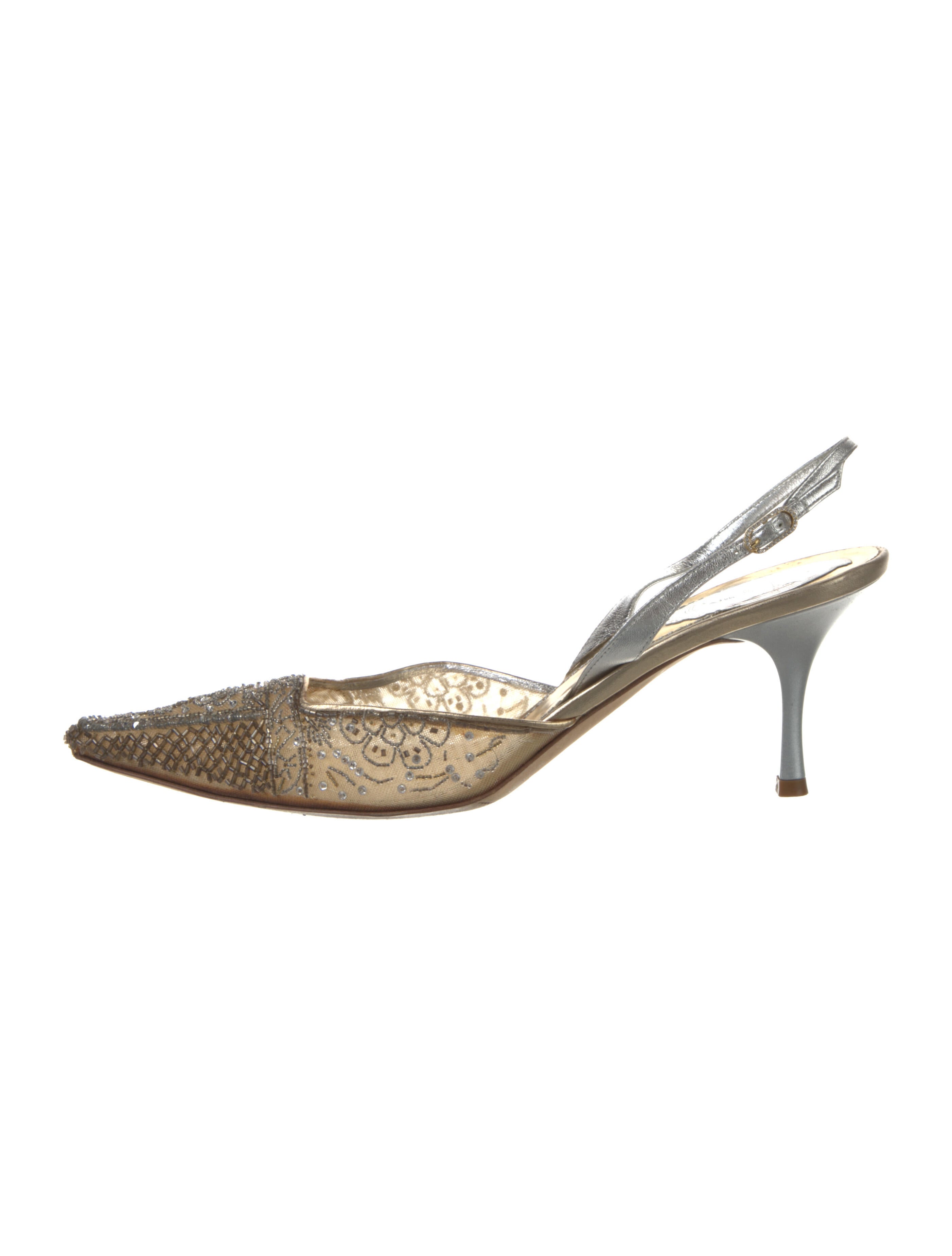 René Caovilla Leather Crystal Embellishments Pumps