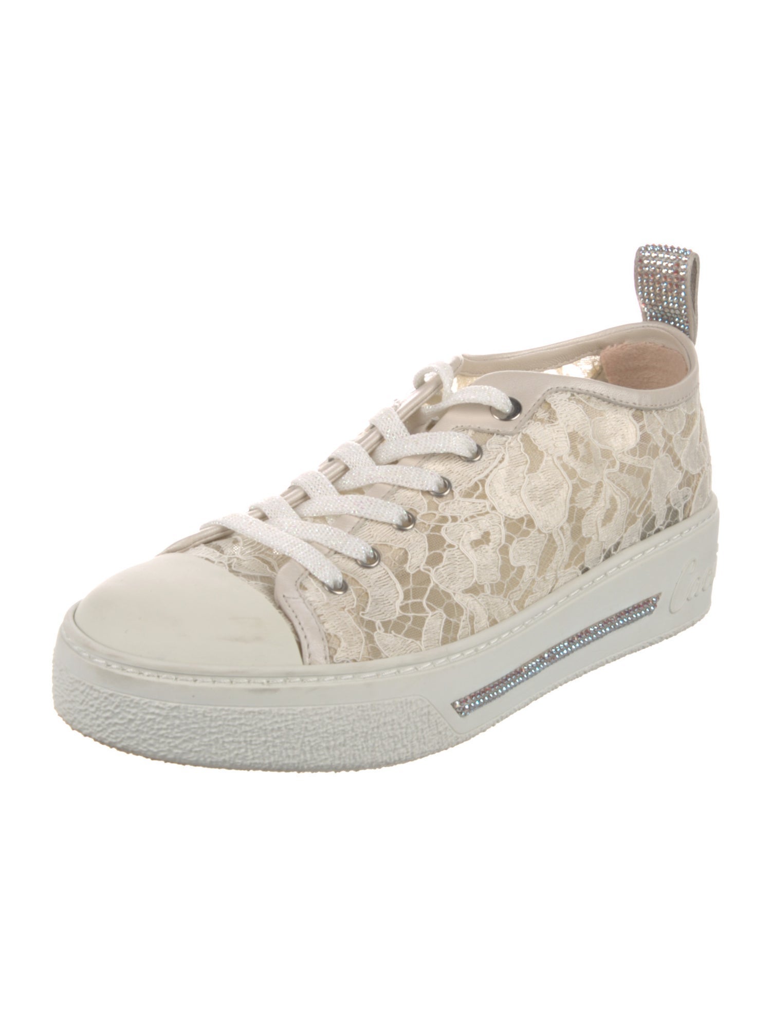 René Caovilla Lace Printed Sneakers