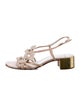 René Caovilla Leather Beaded Accents Slingback Sandals