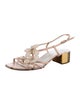 René Caovilla Leather Beaded Accents Slingback Sandals
