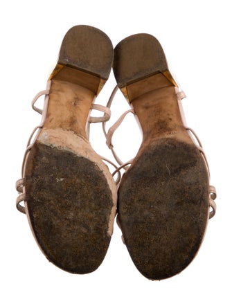 René Caovilla Leather Beaded Accents Slingback Sandals