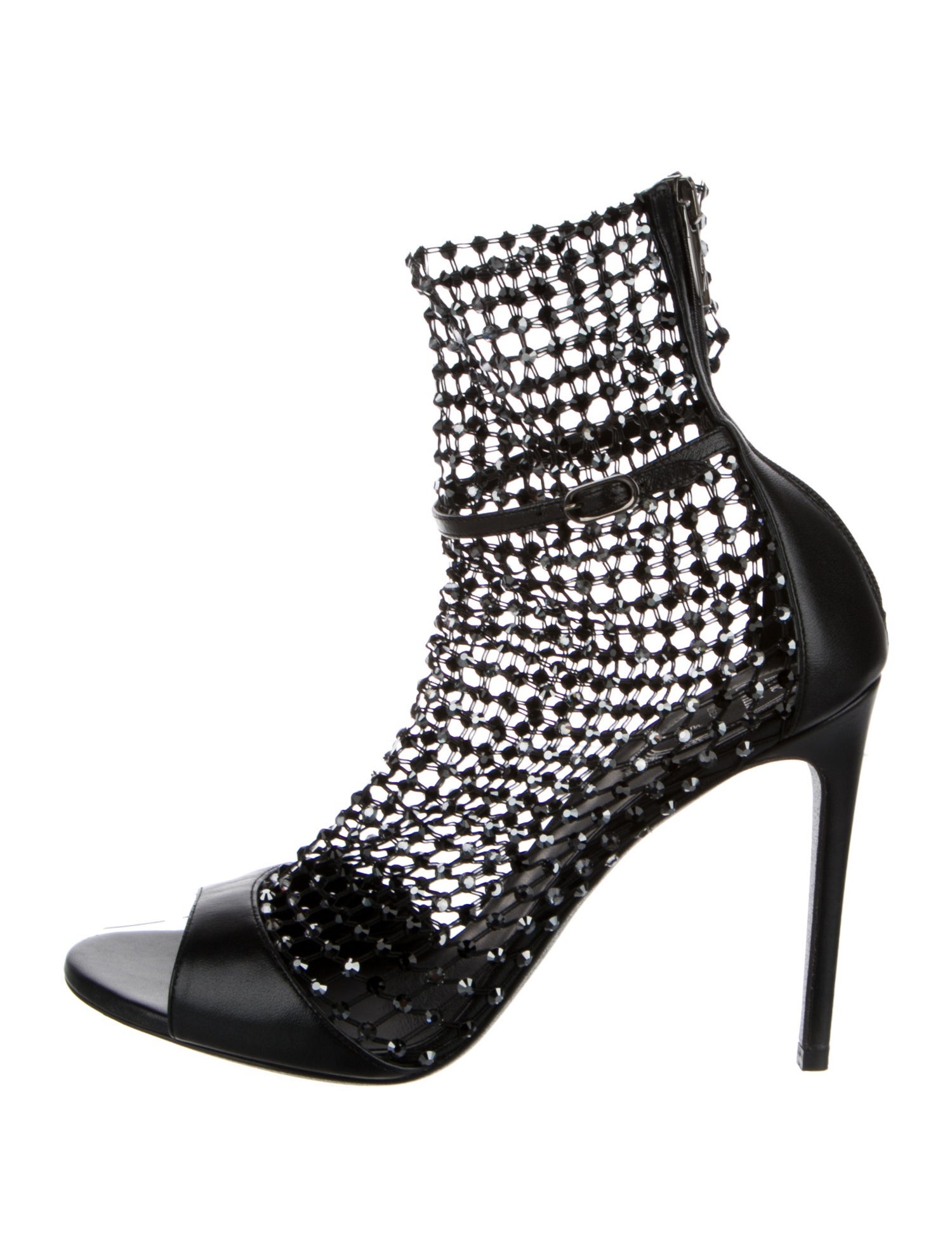 René Caovilla Leather Crystal Embellishments Sandals