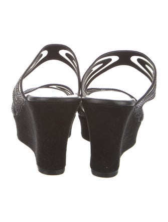 René Caovilla Crystal Mesh Accents Slides