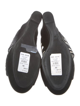 René Caovilla Crystal Mesh Accents Slides