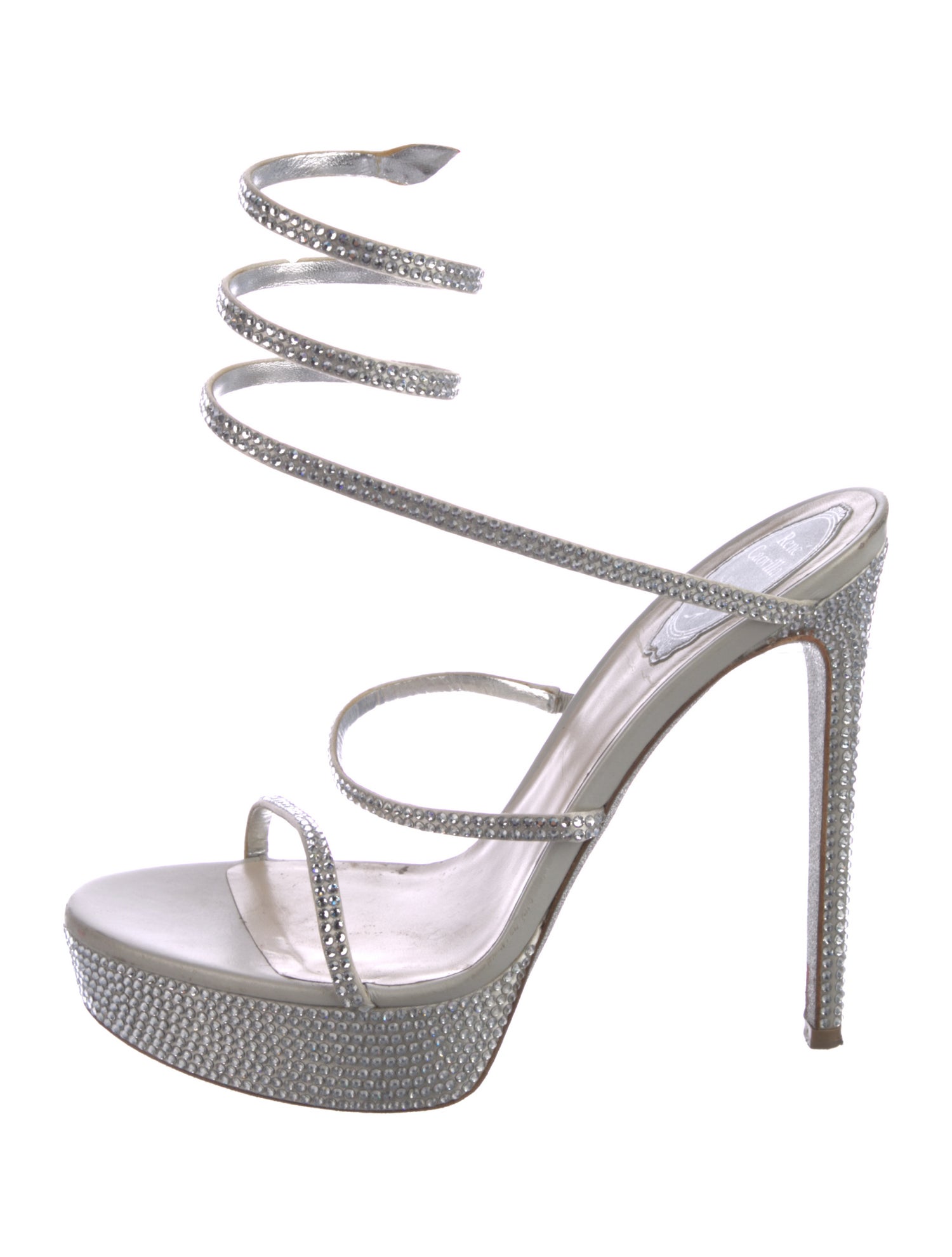 René Caovilla Leather Crystal Embellishments Sandals