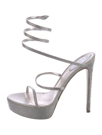 René Caovilla Leather Crystal Embellishments Sandals