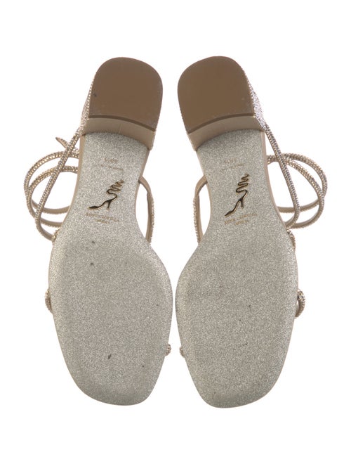 René Caovilla Leather Crystal Embellishments Slingback Sandals