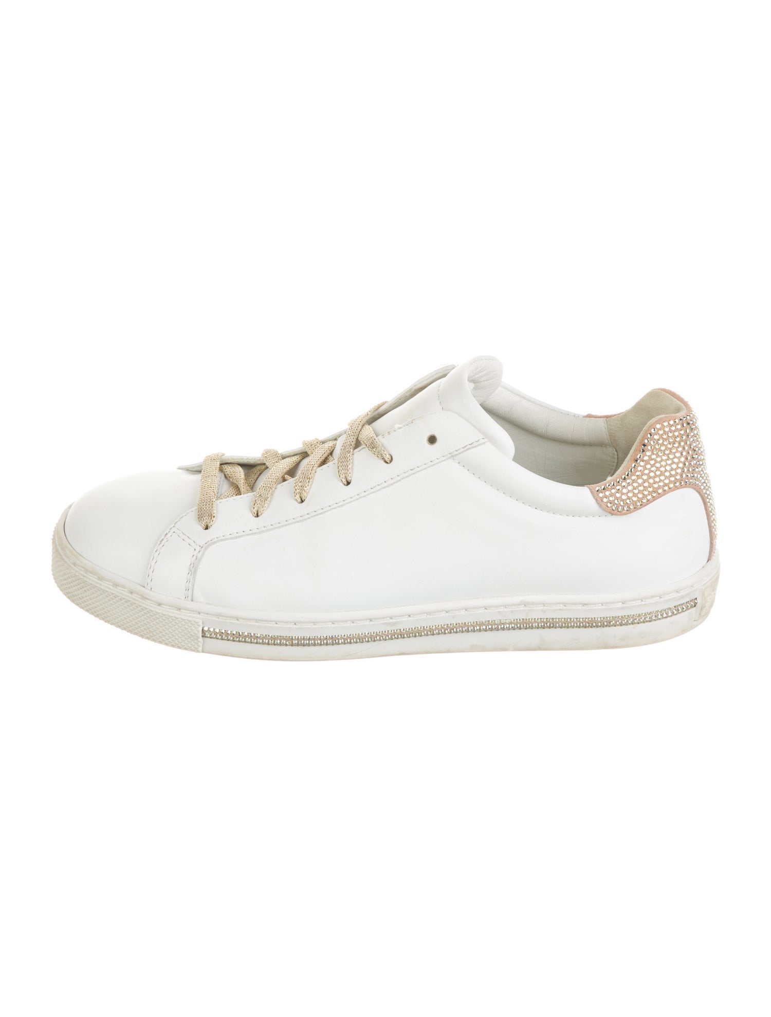 René Caovilla Leather Crystal Embellishments Sneakers