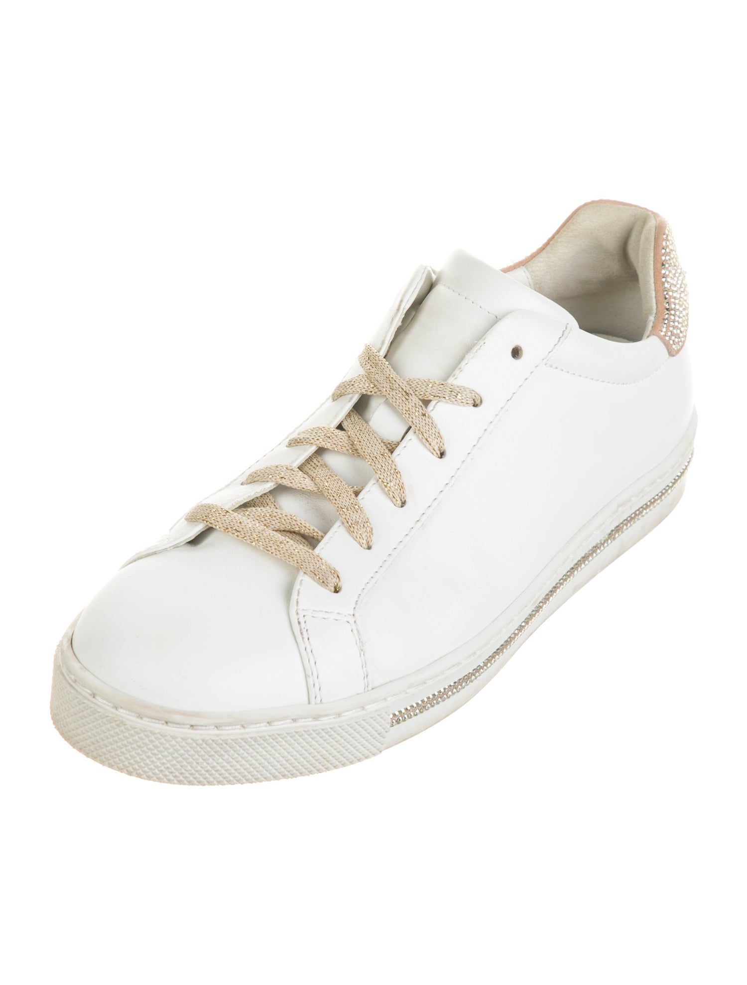 René Caovilla Leather Crystal Embellishments Sneakers