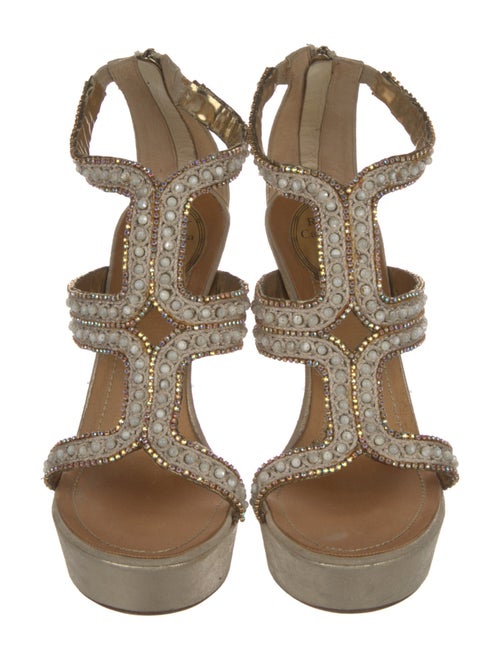 René Caovilla Crystal Embellishments T-Strap Pumps