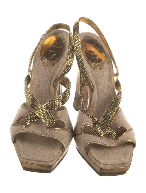 René Caovilla Leather Slingback Sandals