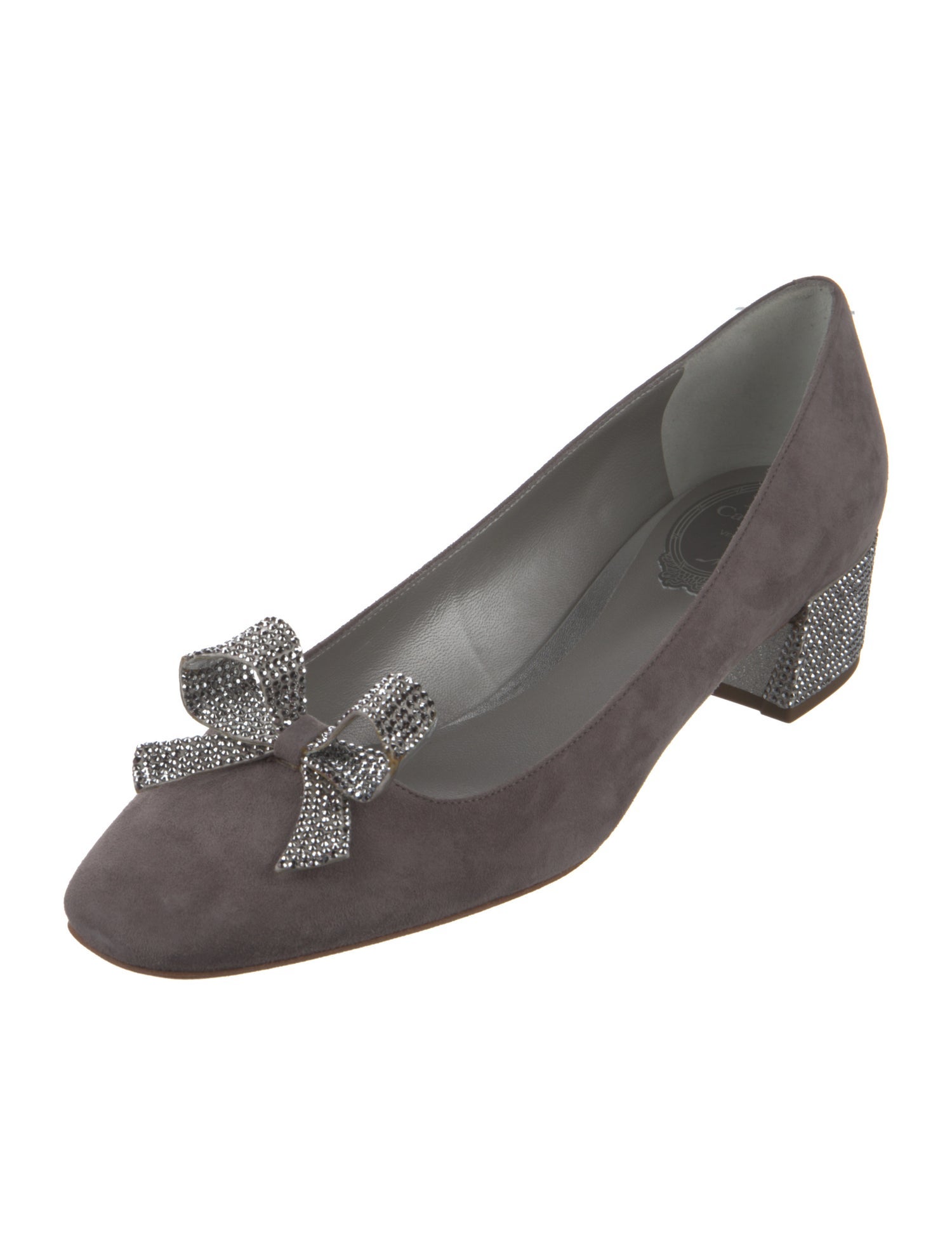 René Caovilla Suede Bow Accents Flats