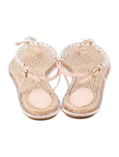 René Caovilla Leather Bow Accents T-Strap Sandals