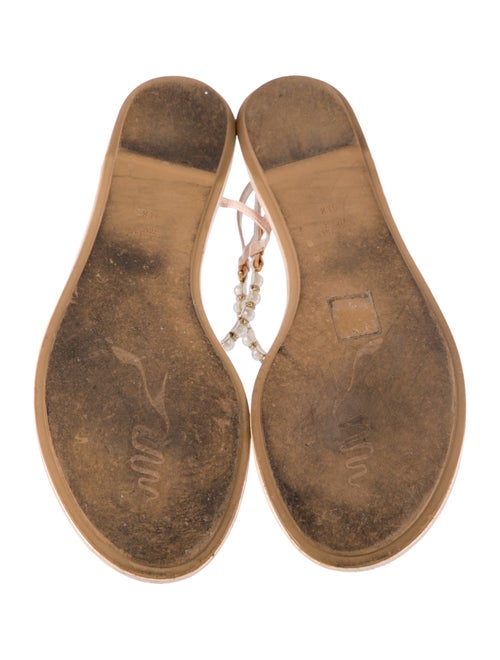 René Caovilla Leather Bow Accents T-Strap Sandals