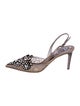 René Caovilla Mesh Lace Pattern Slingback Pumps