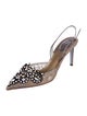 René Caovilla Mesh Lace Pattern Slingback Pumps