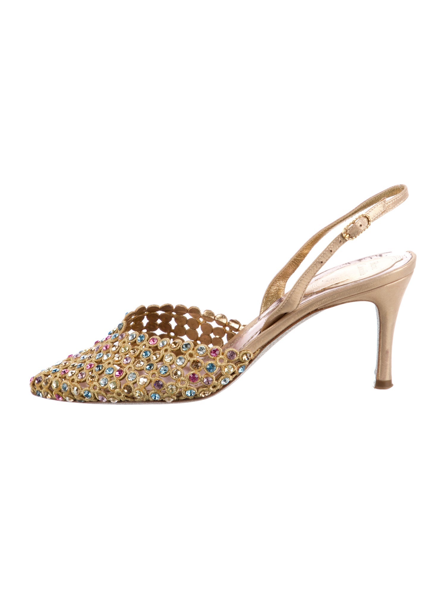 René Caovilla Crystal Crystal Embellishments Slingback Pumps