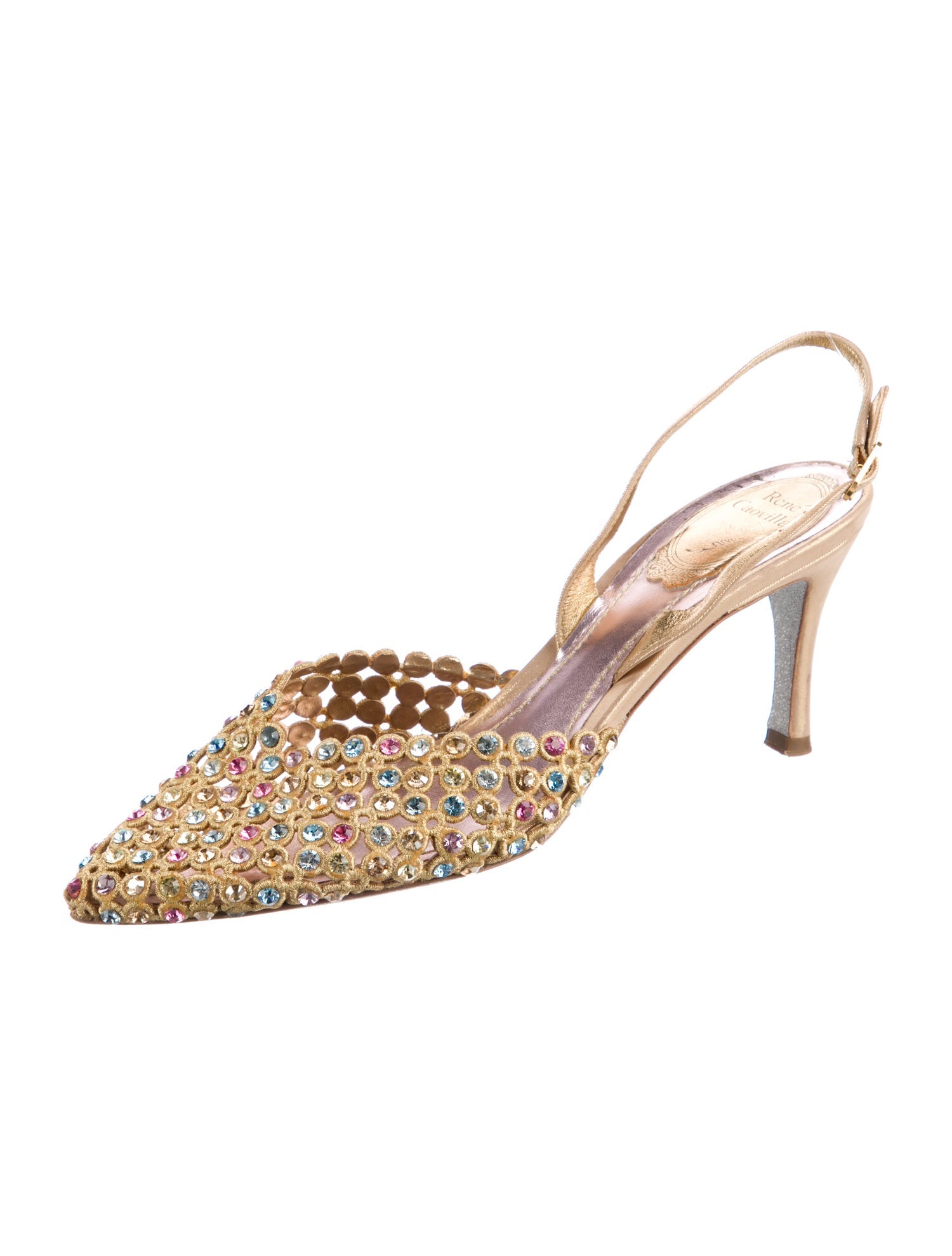 René Caovilla Crystal Crystal Embellishments Slingback Pumps