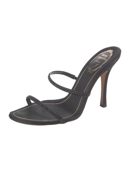 René Caovilla Satin Crystal Embellishments Slides