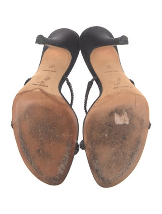 René Caovilla Satin Crystal Embellishments Slides