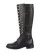 René Caovilla Leather Patterned Combat Boots