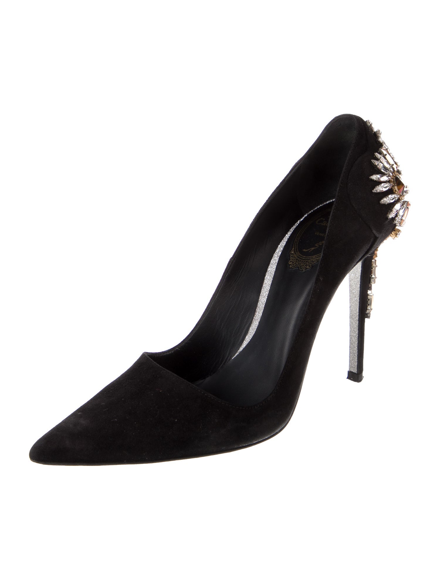 René Caovilla Suede Glitter Accents Pumps